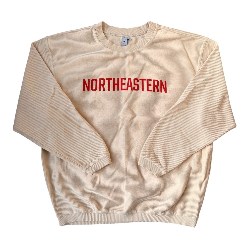 Chic-A-D Northeastern University Ribbed Cotton Crewneck Sweatshirt Women's M